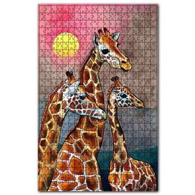 Cakapuzzle Zürafalar ve Turuncu Renkli Güneş Ahşap 255 Parça Puzzle