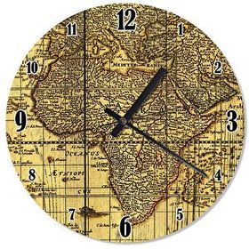 Cakasaat Ahşap Zeminde Eski Afrika Haritası Duvar Saati