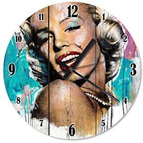 Cakasaat Ahşap Zeminde Marilyn Monroe Portresi Duvar Saati