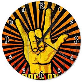 Cakasaat Ahşap Zeminde Rock And Roll Devil's Horn Duvar Saati