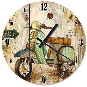 Cakasaat Ahşap Zeminde S Vespa Motorsiklet Duvar Saati