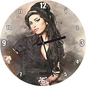 Cakasaat Amy Winehouse Suluboya Efekt Portre Duvar Saati