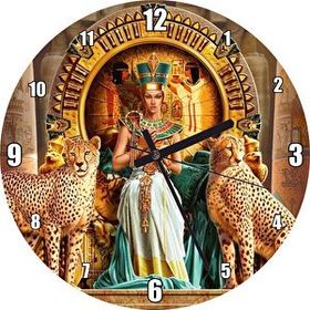 Cakasaat Antik Mısır'da Nefertiti Ve Tahtın Yanında Çitalar Duvar Saati