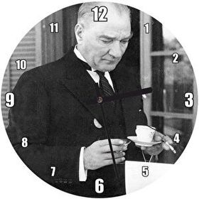 Cakasaat Atatürk Smokinli Kahve Sigara Duvar Saati