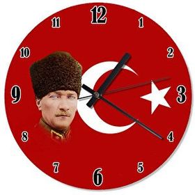 Cakasaat Atatürk Ve Bayrak Desenli Duvar Saati