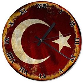 Cakasaat Ay Yıldız Bayrak Retro Duvar Saati