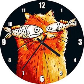 Cakasaat Balık Gözlü Kedi Karikatürize Duvar Saati