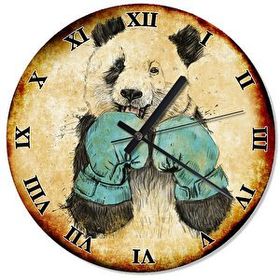 Cakasaat Boksör Panda Retro Duvar Saati