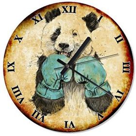Cakasaat Boksör Panda Retro Duvar Saati
