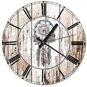 Cakasaat Çiçekli Dreamcatcher Desenli Duvar Saati