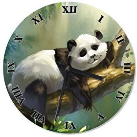 Cakasaat Dalda Uyuyan Panda Baskılı Duvar Saati