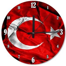 Cakasaat Dalgalanan Türk Bayrağı Dekoratif Duvar Saati