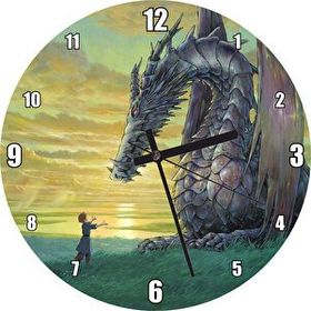 Cakasaat Ejderha Çocuk Ve Günbatımında Bulutlu Gökler Duvar Saati