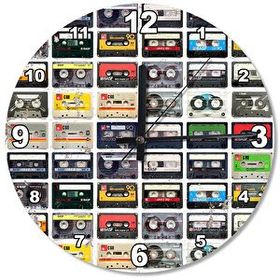 Cakasaat Eski Müzik Kasetleri Ahşap Duvar Saati
