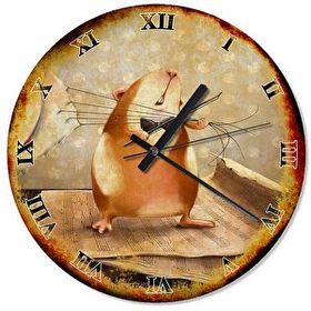 Cakasaat Eski Zeminde Kedi Bıyıkları Keman Çalan Fare Duvar Saati