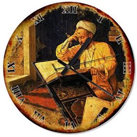 Cakasaat Eski Zeminde Rahlede Kitap Okuyan Sarıklı Adam Duvar Saati