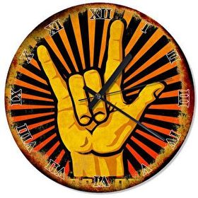 Cakasaat Eski Zeminde Rock And Roll Devil's Horn Duvar Saati