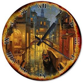 Cakasaat Eski Zeminde Sandal Manzaralı Venedik Caddeleri Duvar Saati