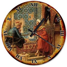 Cakasaat Eski Zeminde Sedir Üstünde Santranç Oyuncular Duvar Saati
