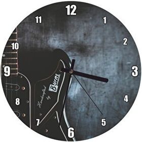 Cakasaat Eski Zeminde Siyah Elektro Gitar Yarım Detay Duvar Saati