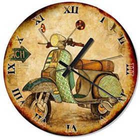 Cakasaat Eski Zeminde Vespa Motorsiklet Duvar Saati
