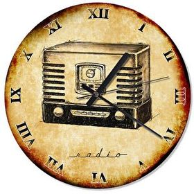 Cakasaat Eskimiş Zeminde Lambalı Radyo Duvar Saati