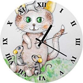 Cakasaat Fareler Kedi Görseli Duvar Saati