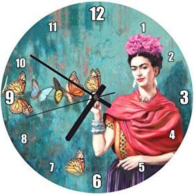 Cakasaat Frida Kahlo Kelebek Zinciri Görseli Duvar Saati