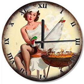 Cakasaat Gil Elvgren Mangal Keyfi Analog Duvar Saati