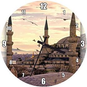 Cakasaat Günbatımında İstanbul Camisi Ve Martılar Duvar Saati