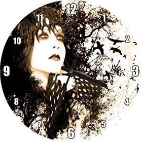 Cakasaat Kadın Ve Renkli Fırça Darbeleri Duvar Saati