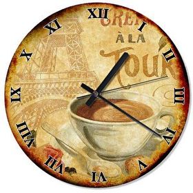 Cakasaat Retro Pariste Kahve Keyfi Sessiz Duvar Saati