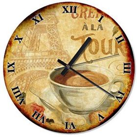 Cakasaat Retro Pariste Kahve Keyfi Sessiz Duvar Saati