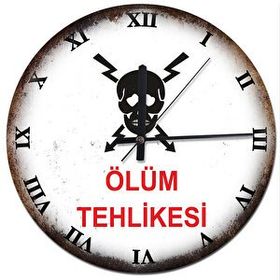 Cakasaat Roma Rakamlı Ölüm Tehlikesi Baskılı Duvar Saati