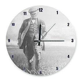 Cakasaat Siyah Beyaz Buğday Tarlasındaki Atatürk Duvar Saati
