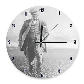 Cakasaat Siyah Beyaz Buğday Tarlasındaki Atatürk Duvar Saati