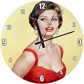 Cakasaat Sophia Loren Kırmızı Elbiseli Duvar Saati