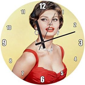 Cakasaat Sophia Loren Kırmızı Elbiseli Duvar Saati