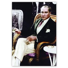 Cakatablo 5325 Mustafa Kemal Atatürk Kahve Içerken 25x35 cm Ahşap Tablo
