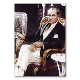 Cakatablo 5325 Mustafa Kemal Atatürk Kahve Içerken 25x35 cm Ahşap Tablo