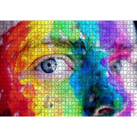 Cakatablo Boyayla Kaplı Kadın Yüzü ve Renkli Gözler 1000 Parça Puzzle