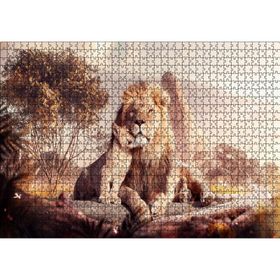 Cakatablo Doğada Aslan ve Yavrusu Görseli 1000 Parça Puzzle
