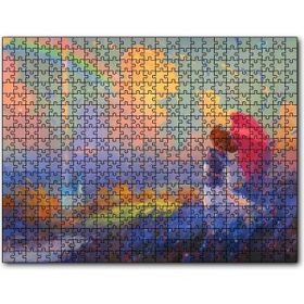 Cakatablo Genç Kız ve Gökkuşağı Yağlıboya 1000 Parça Puzzle