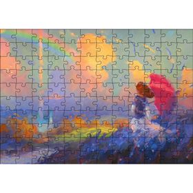 Cakatablo Genç Kız ve Gökkuşağı Yağlıboya 120 Parça Puzzle