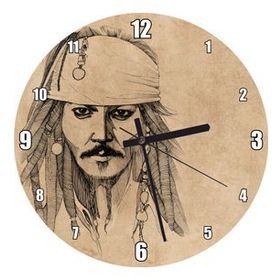 Cakatablo Kaptan Jack Sparrow Portre Karakalem Duvar Saati