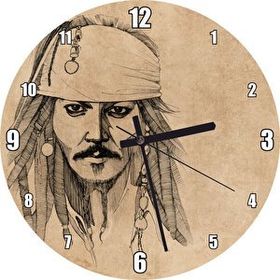 Cakatablo Kaptan Jack Sparrow Portre Karakalem Duvar Saati
