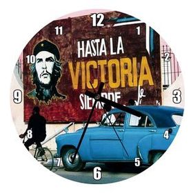 Cakatablo Küba'da Che Guevara Duvar Boyama ve Mavi Klasik Araba Duvar Saati