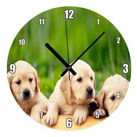 Cakatablo Kütüğün Üzerinde Üç Sevimli Labrador Duvar Saati