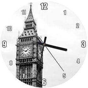 Cakatablo Londra Big Ben Saat Kulesi Siyah Beyaz Duvar Saati