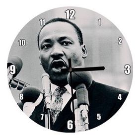 Cakatablo Martin Luther King ve Mikrofonlar Siyah Beyaz Duvar Saati
